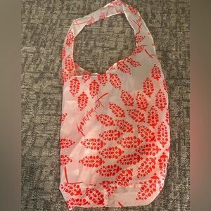 Free People White Tote with Red Coral Print